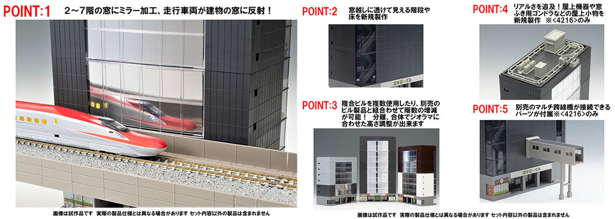 Tomix 4216 N Multi-Story Building (Curved Windows 7 Floors), Built-Up Modular Structure