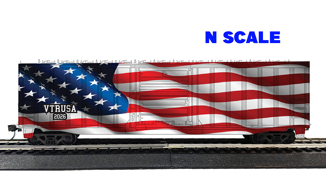 Value Trains USA N10116 - N Box Car, Waving American Flag Scheme 2026 Edition