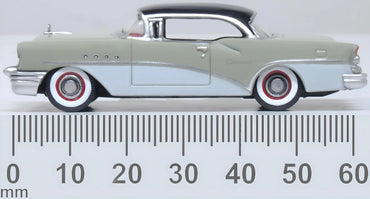 Oxford Diecast 87BC55007 HO 1955 Buick Century, Carlsbad Black/Windsor Grey/Dover White