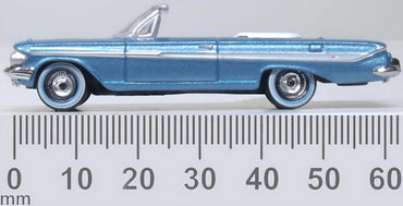 Oxford Diecast 87CI61006 HO 1961 Chevrolet Impala, Jewel Blue/White