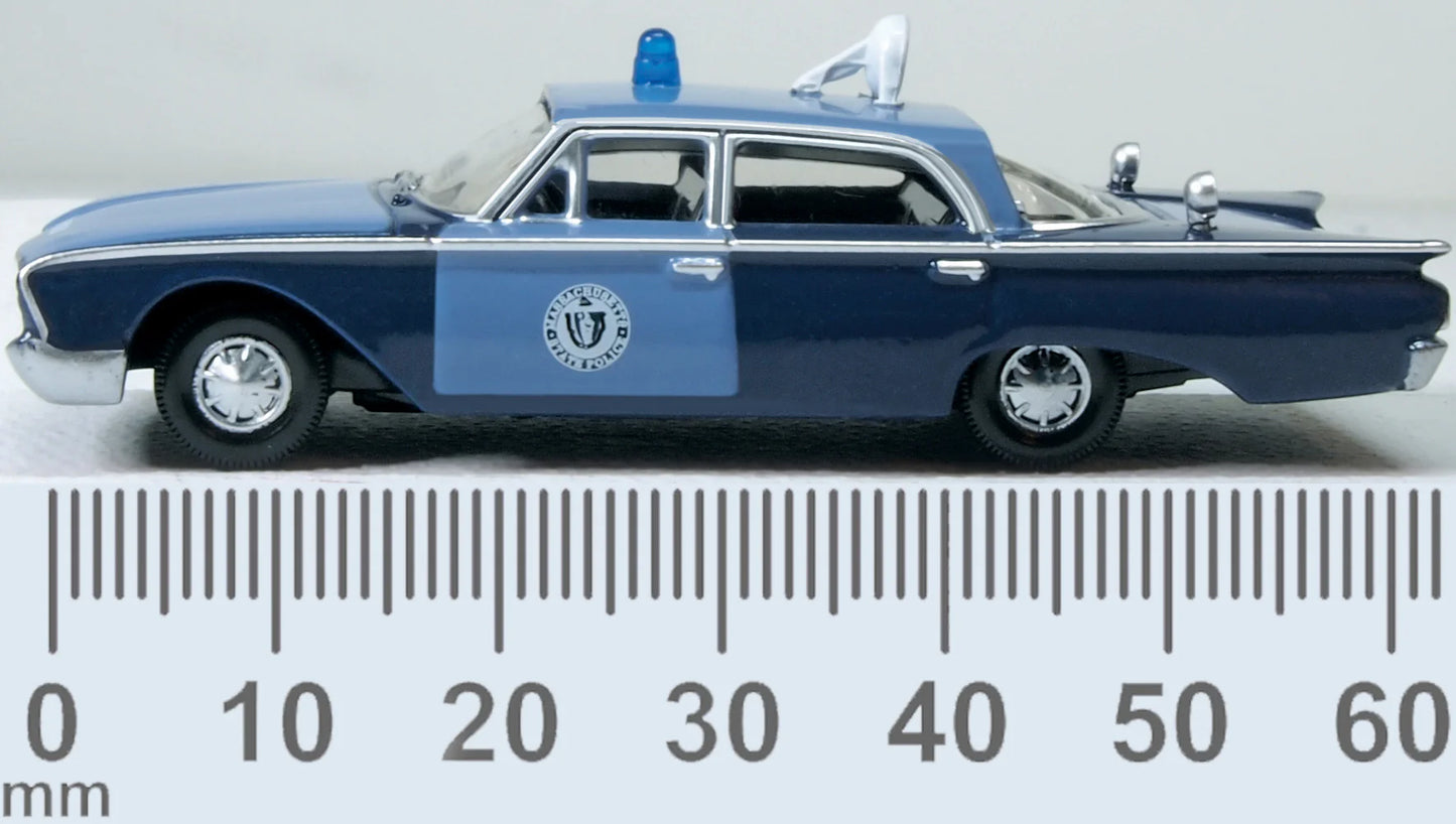 Oxford Diecast 87FF60002 HO 1960 Ford Fairlane Sedan, Massachusetts State Police Radar Car