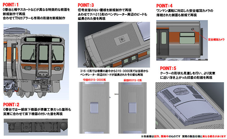 Tomix 98598 N 315-3000 Commuter Train Basic 4-Car Set, JR Central (Standard DC)