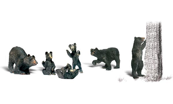 Woodland Scenics A2186 N Figures, Black Bears 6pcs