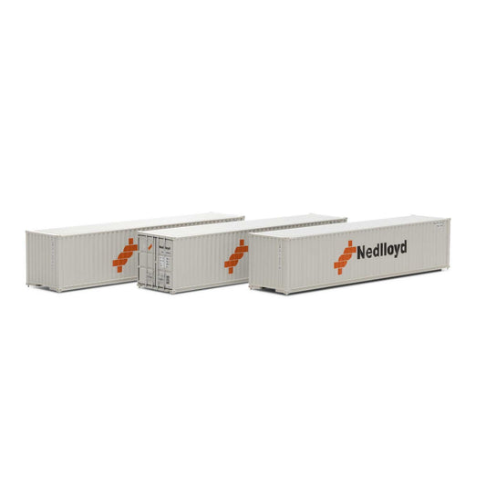 Athearn ATH27056 HO 40' Low Cube Corrugated Container, Nedlloyd 3pk