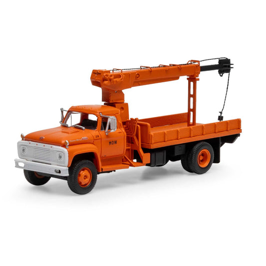 Athearn ATH96947 HO 1968 Ford F-850, Boom Truck Maintenance-of-Way Orange