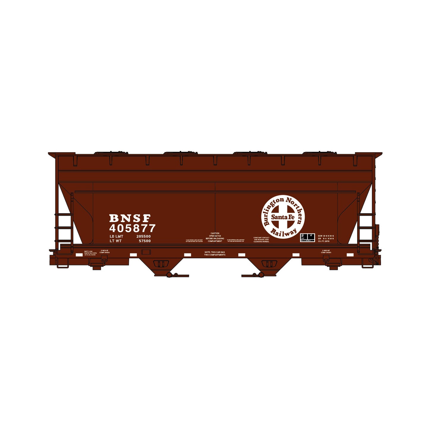 Accurail 2214 HO 2-Bay ACF Covered Hopper Kit, BNSF #405877