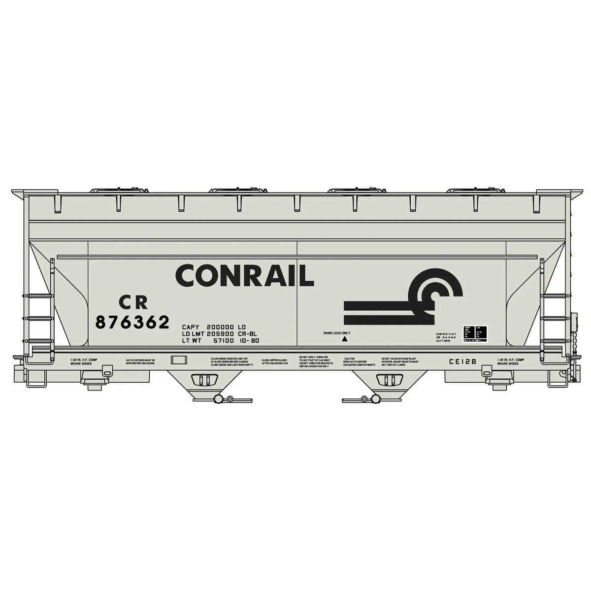 Accurail 2223 HO 2-Bay ACF Covered Hopper Kit, Conrail #876362