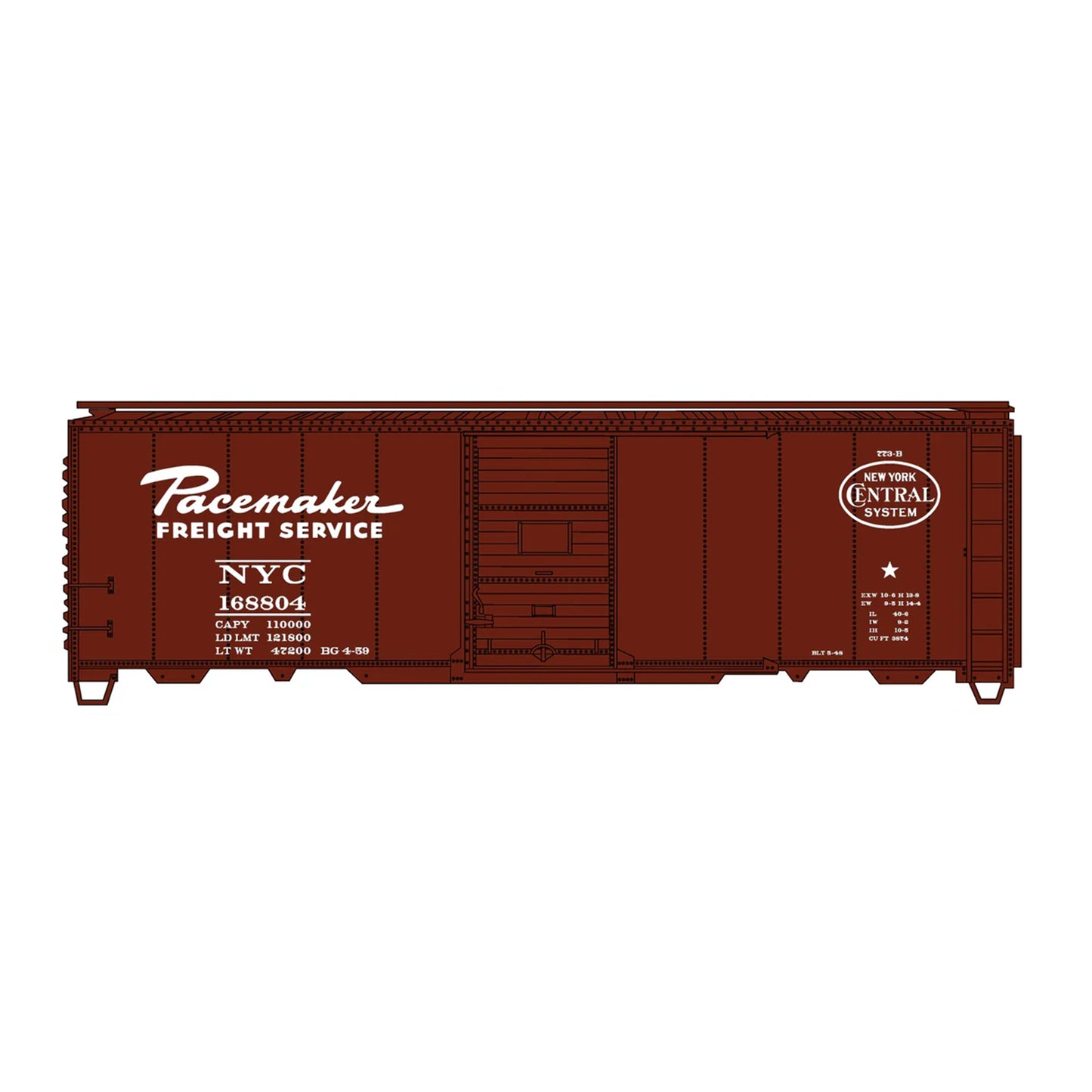 Accurail 81911 HO 40' Steel Boxcar, New York Central "Pacemaker" #168804