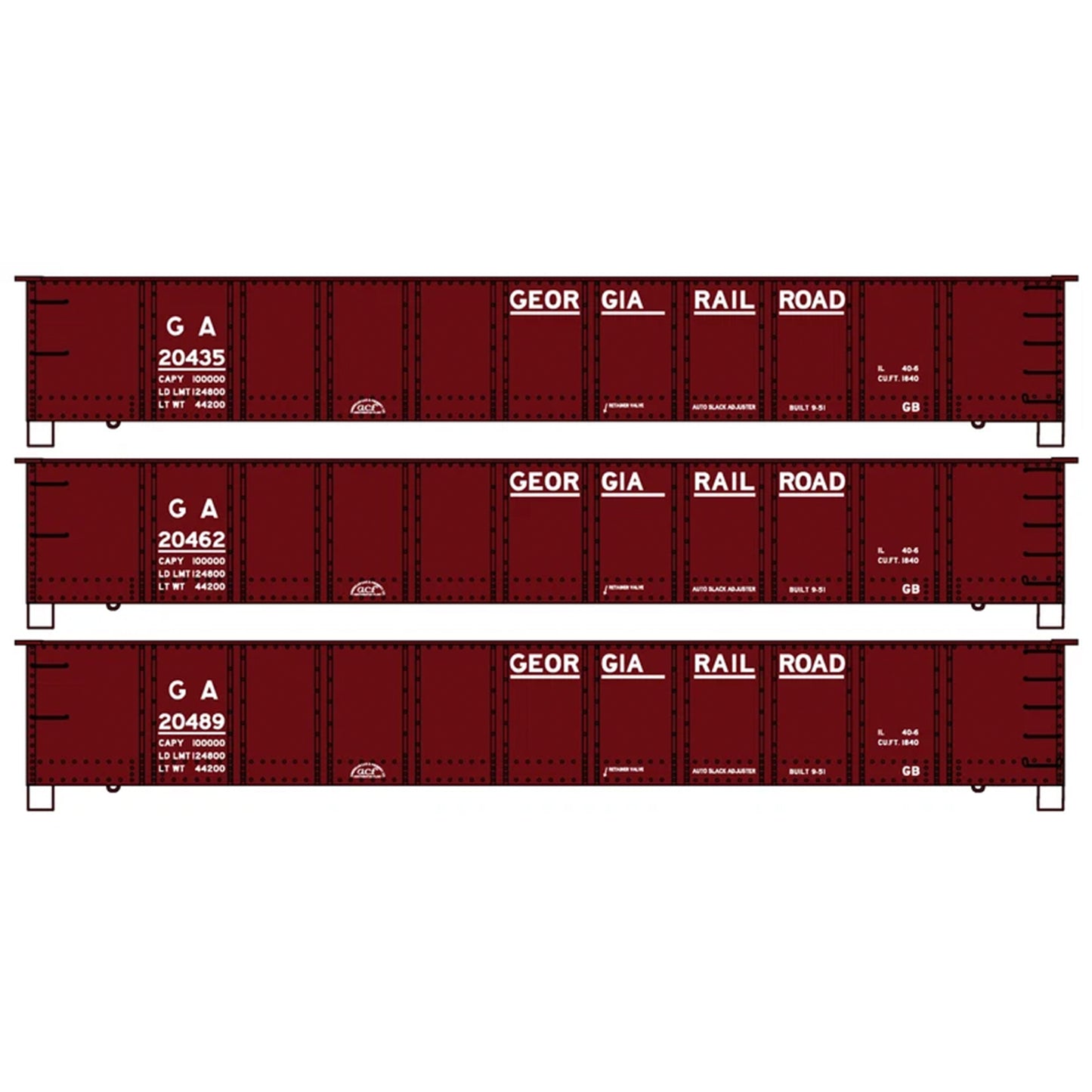 Accurail 37794 HO AAR 41' Steel Gondola Kits, Georgia Railroad 3-Pack