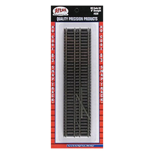 Atlas HO 520 Snap-Track 9" Straight, Code 83 Nickel Silver 6pk