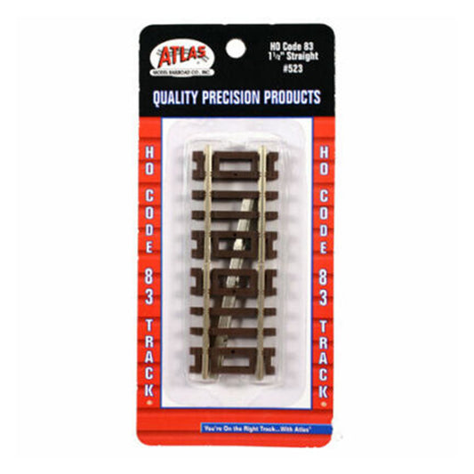 Atlas HO 523 Snap-Track 1-1/2" Straight, Code 83 Nickel Silver 4pk
