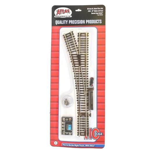 Atlas HO 546 Snap-Track 22" Radius Left Remote Snap-Switch, Code 83 Nickel Silver