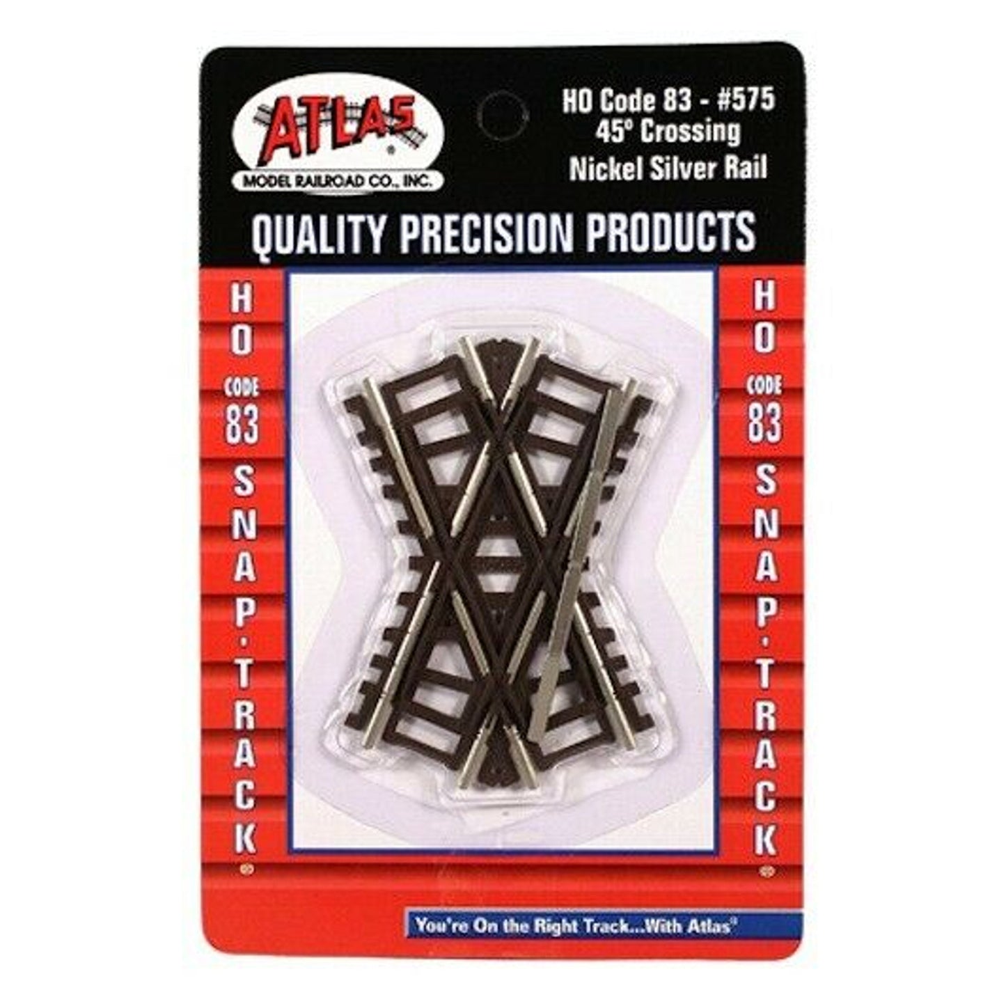 Atlas HO 575 45-degree Crossing, Code 83 Nickel Silver