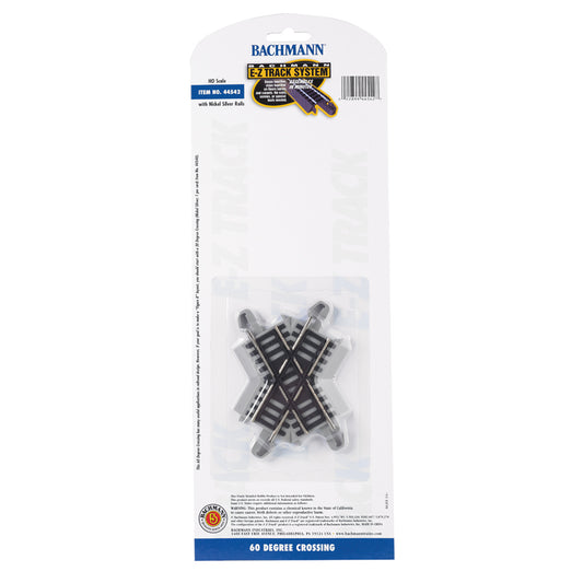 Bachmann 44542 HO E-Z Track 60 Degree Crossing Track, Code 100 Nickel Silver