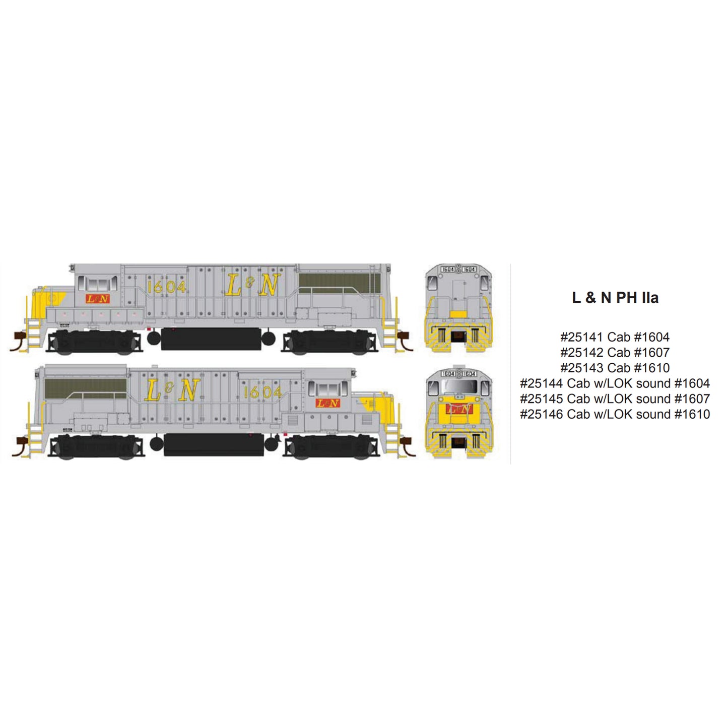 Bowser Executive 25145 HO U25B Louisville & Nashville PH IIa #1607, DCC LokSound V5