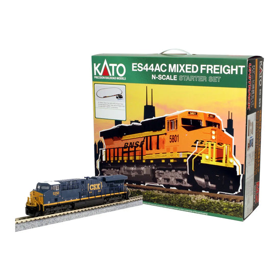 Kato 106-0021 N ES44AC "GEVO" Starter Set, CSX "Boxcar" Scheme (DC Silent)