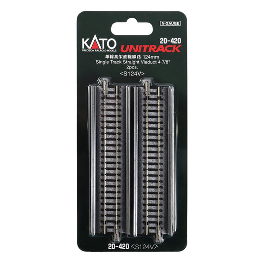 Kato 20-420 N Unitrack Single Track Straight Viaduct 124mm (4-7/8") Segment, 2pc