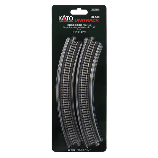 Kato 20-510 N Unitrack Single Track Curved Viaduct 282mm (11") Radius 45-degree Segment, 2pc