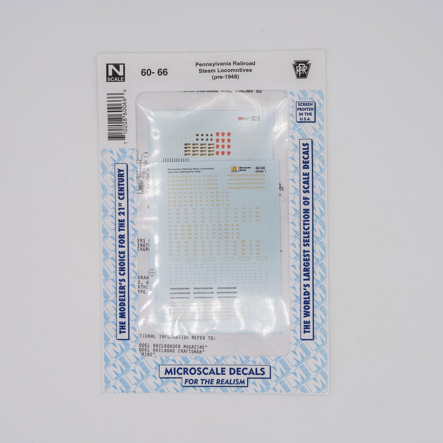 Microscale N 60-66 Pennsylvania Railroad Decal, Steam Locomotives (pre-1948)