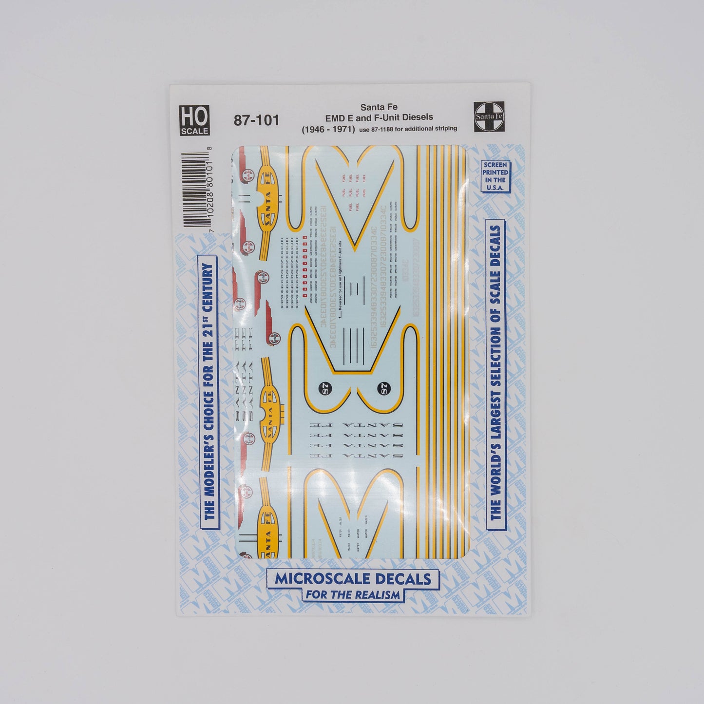 Microscale HO 87-101 Santa Fe Decal, EMD E and F-Unit Diesels (1946-1971)