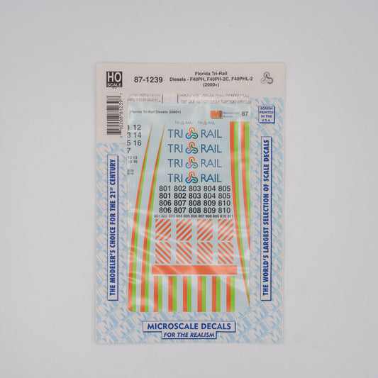 Microscale HO 87-1239 Florida Tri-Rail Decal, Diesels F40PH F40PH-2C F40PHL-2 (2000+)