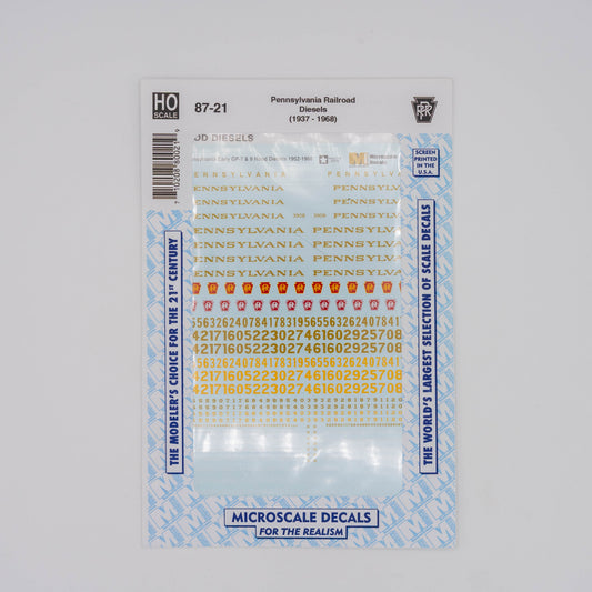 Microscale HO 87-21 Pennsylvania Railroad Decal, Diesels (1937-1968)