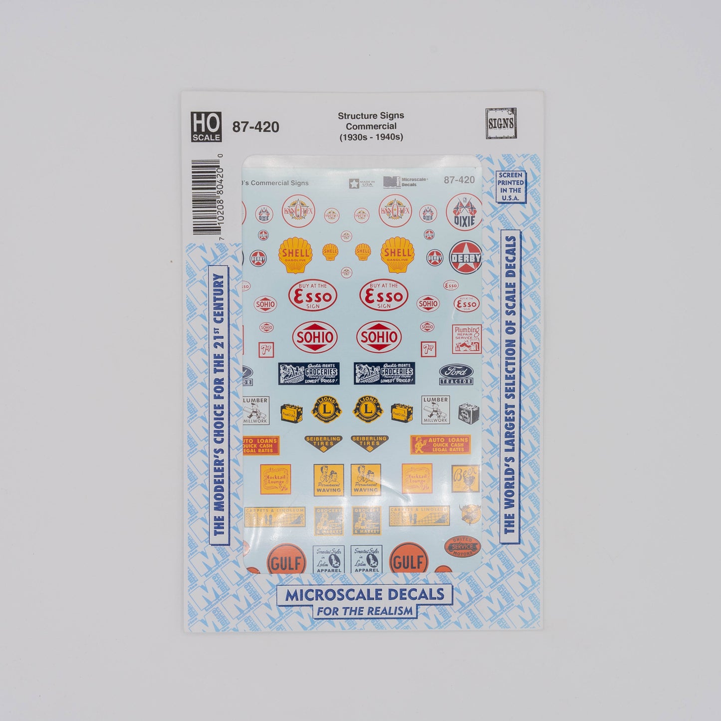 Microscale HO 87-420 Decal, Structure Signs Commercial (1930s-1940s)