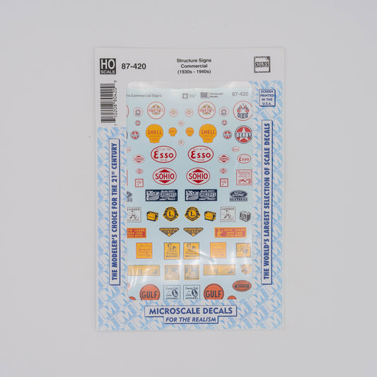 Microscale HO 87-420 Decal, Structure Signs Commercial (1930s-1940s)