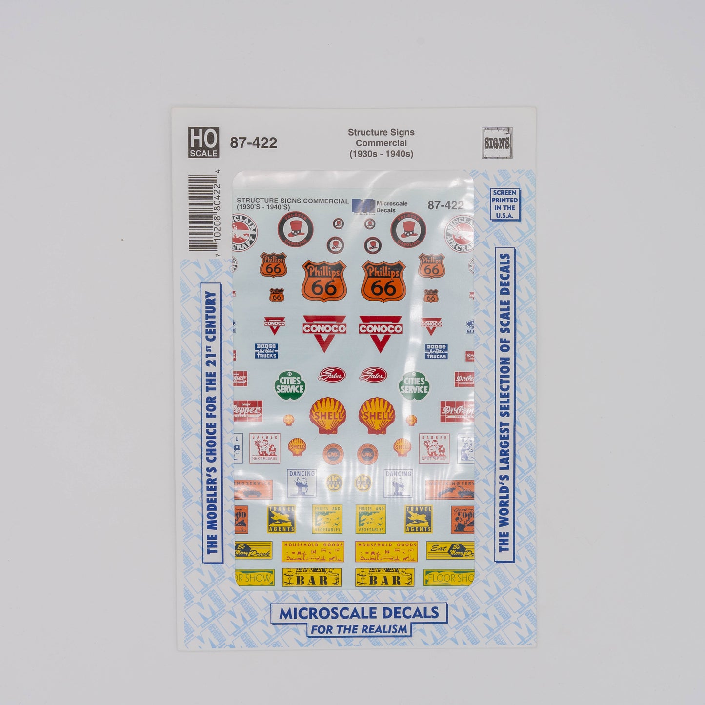 Microscale HO 87-422 Decal, Structure Signs Commercial (1930s-1940s)