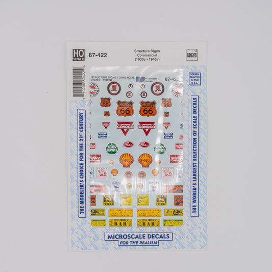 Microscale HO 87-422 Decal, Structure Signs Commercial (1930s-1940s)
