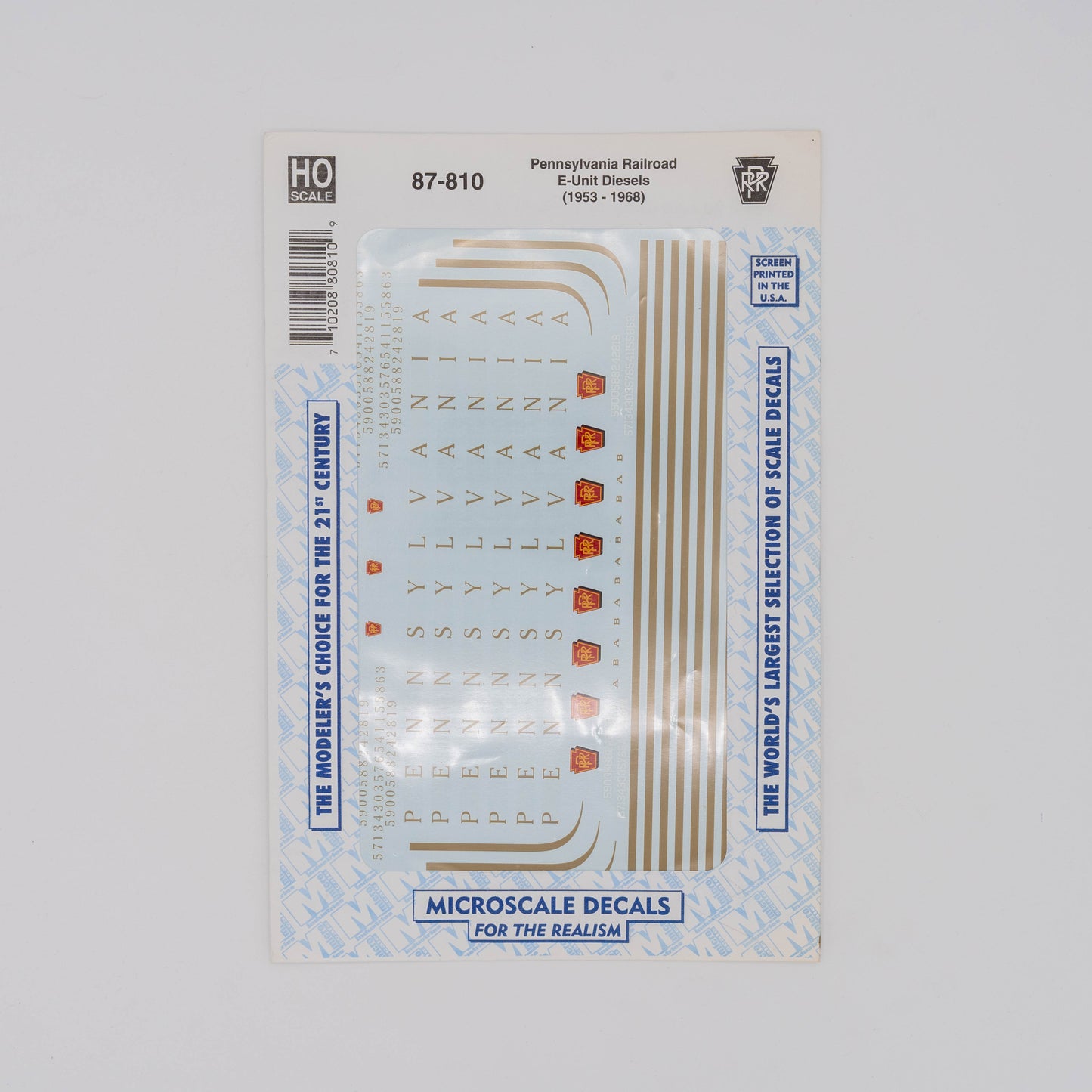 Microscale HO 87-810 Pennsylvania Railroad Decal, E-Unit Diesels (1953-1968)