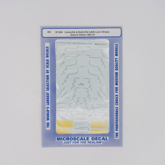 Microscale HO 87-824 Louisville & Nashville (L&N) Decal, Loco Stripes Grey & Yellow (1963-70)