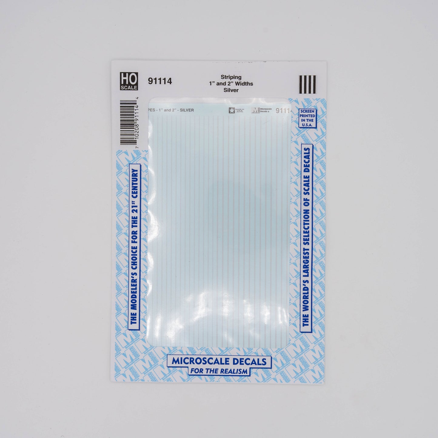 Microscale HO 91114 Decal, Striping 1" and 2" Widths (Silver)