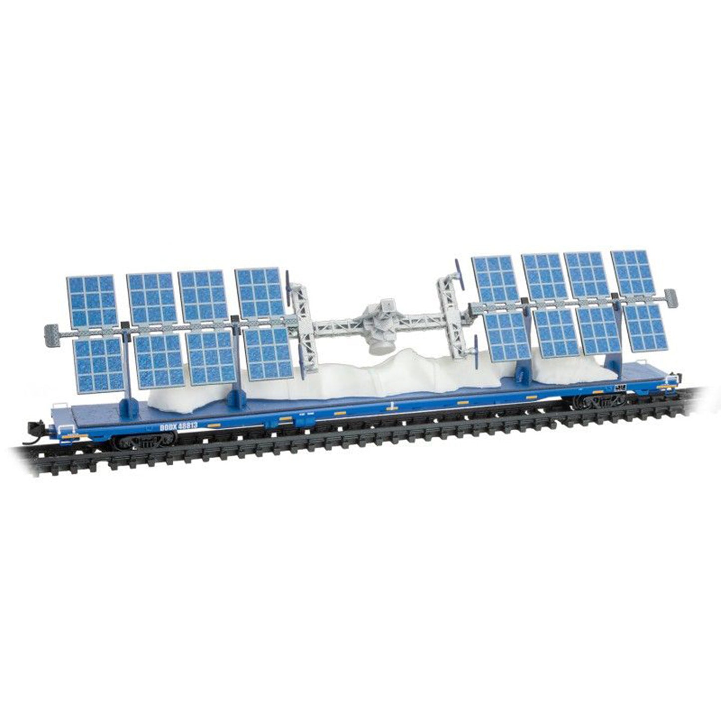 Micro-Trains 07100610 N 89' TOFC Flat Car, United States Department of Defense #48813 w/ Mystery Balloon Load