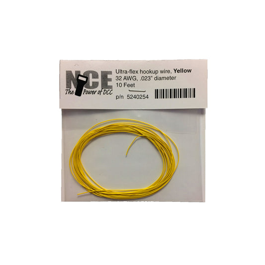 NCE 5240254 Yellow Ultra-flex wire, 32AWG, 10 feet