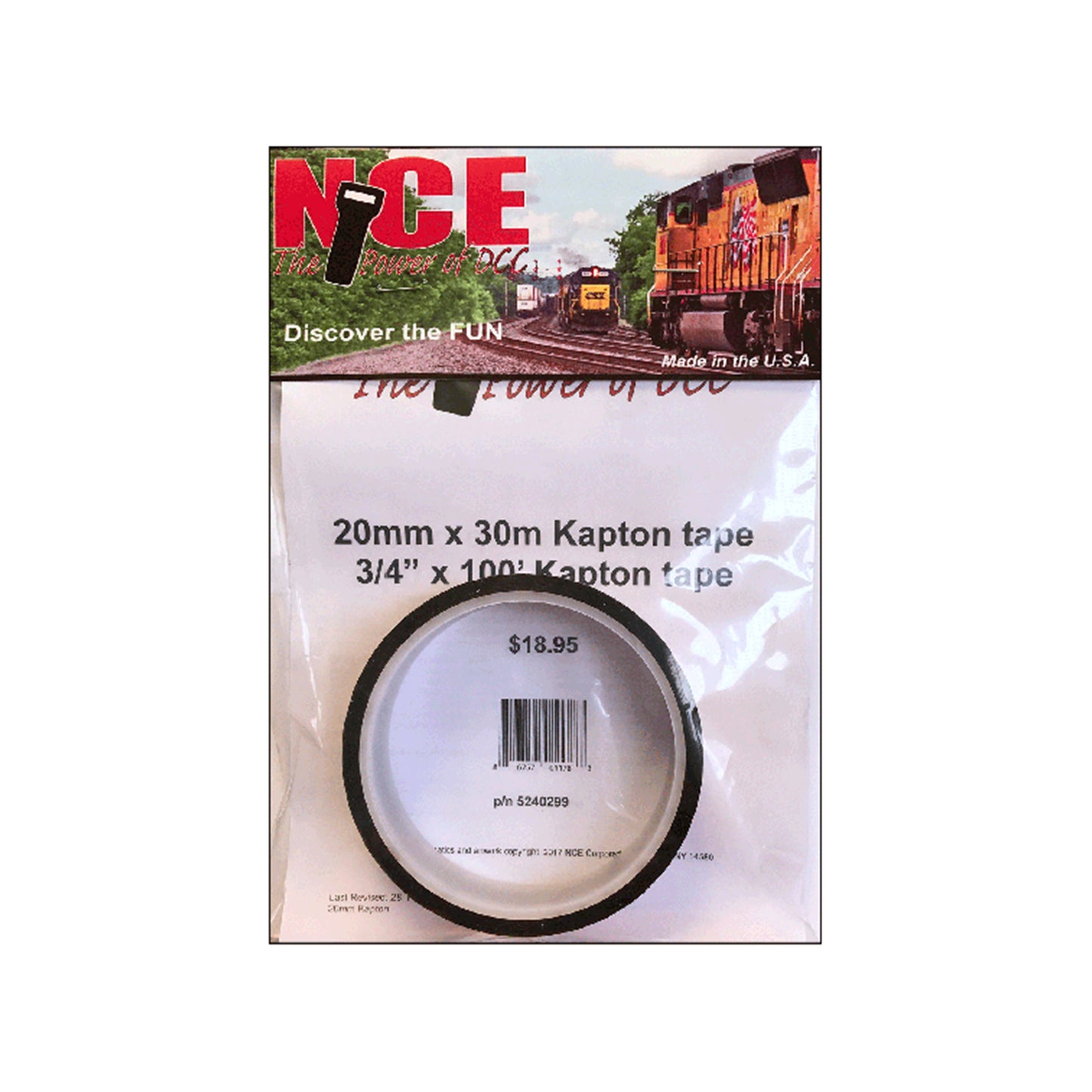 NCE 5240299 Kapton Tape, 20mm x 30m length (3/4" x 100ft)