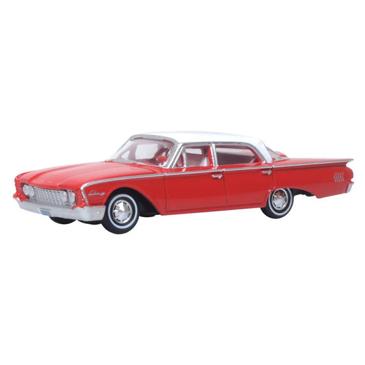 Oxford Diecast 87FF60001 HO 1960 Ford Fairlane Sedan 500 Town Monte Carlo Red/Corinthian White