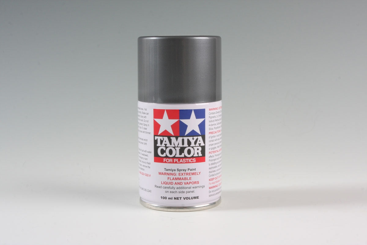Tamiya TS-100 Semi-Gloss Bright Gun Metal Synthetic Lacquer for Plastics - 100ml Spray Can