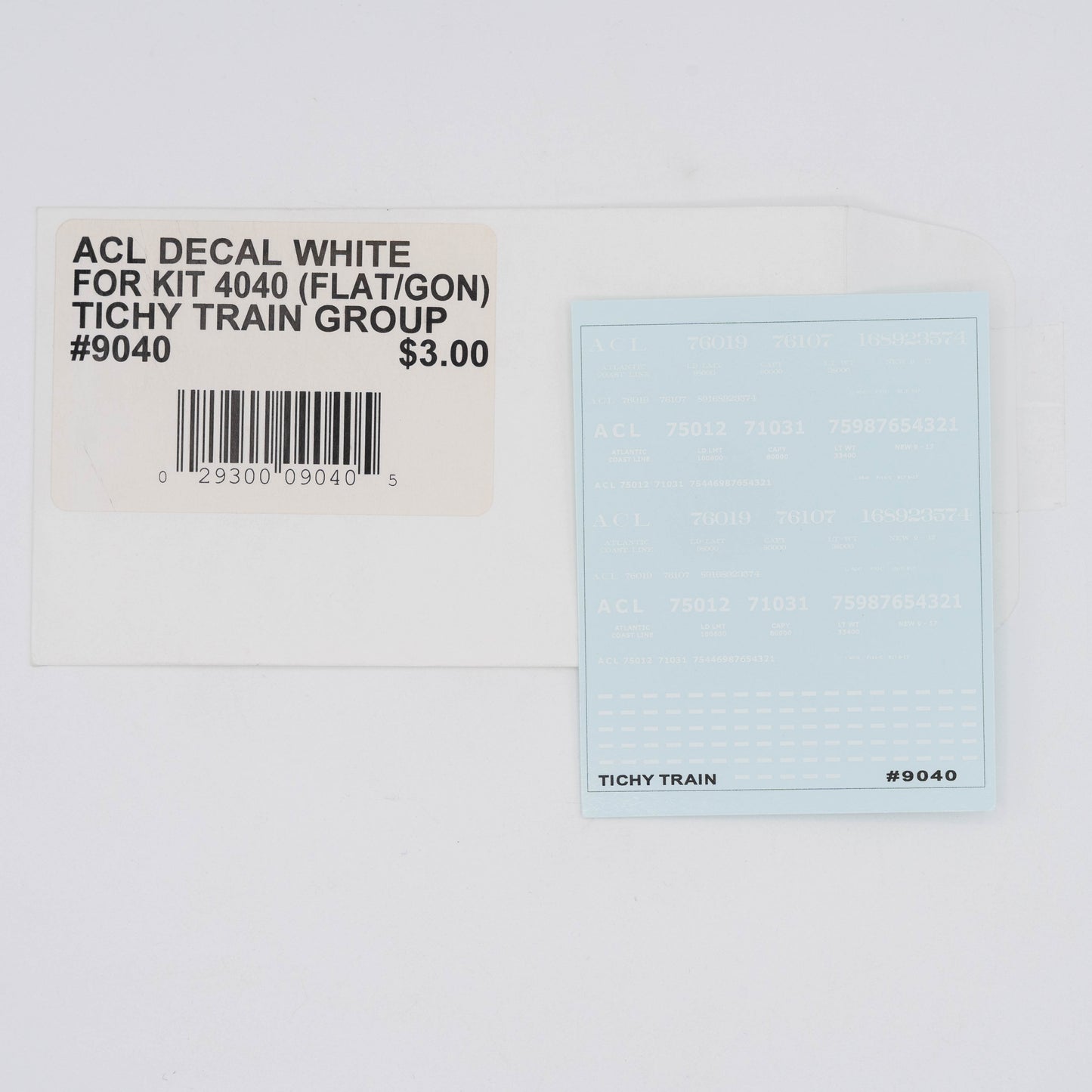 Tichy Train Group 9040 Atlantic Coast Line Decal, White (for kit 4040)