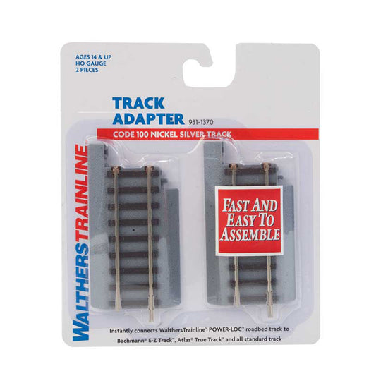 Walthers Trainline 931-1370 HO Power-Loc Track Adapter Section, 2pk