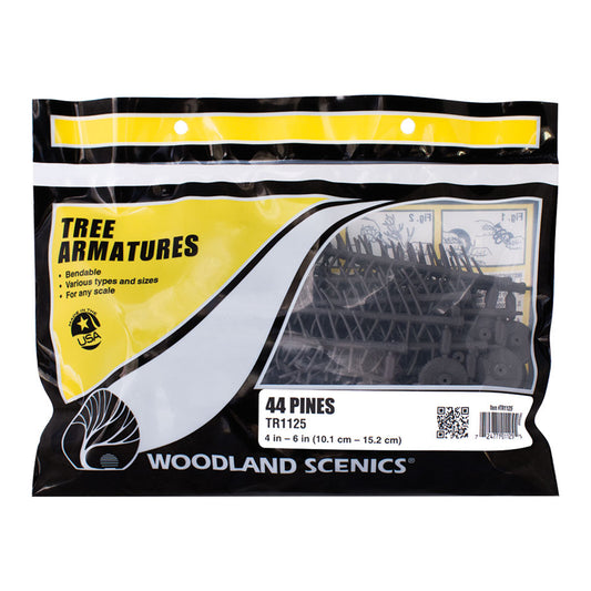 Woodland Scenics TR1125 Tree Armatures, 44 4" to 6" Pine Trees
