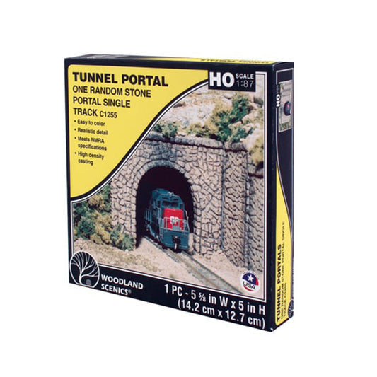 Woodland Scenics C1255 HO Tunnel Portal, Random Stone Single Track 1pc
