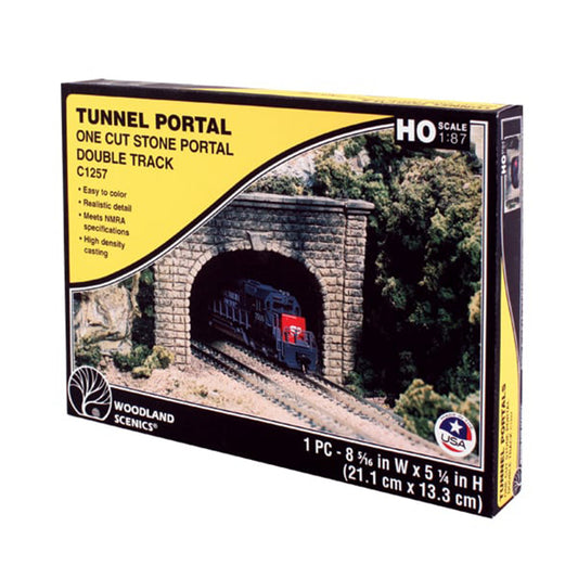 Woodland Scenics C1257 HO Tunnel Portal, Cut Stone Double Track 1pc