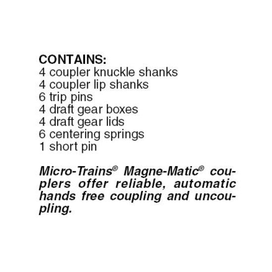 Micro-Trains 00102015 N Unassembled Body Mount Short Shank Couplers #2003, 2 Pair