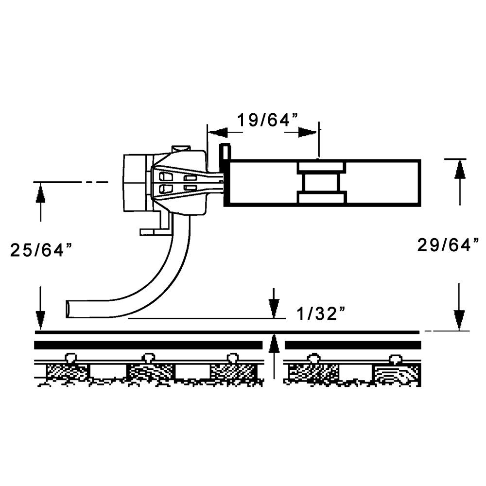 Kadee #120 HO SBE Bottom Shelf Whisker® Metal Couplers with Gearboxes - Medium (9/32") Centerset Shank, 2 Pair