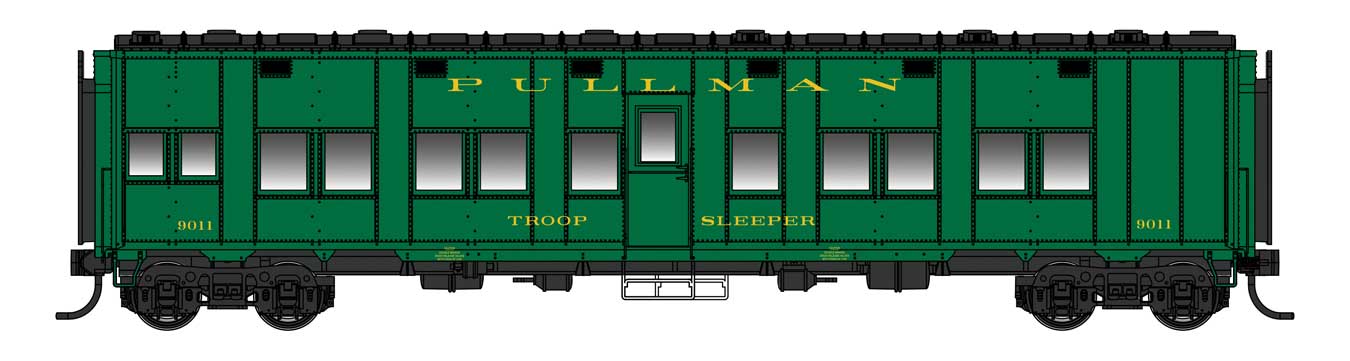 [PREORDER] WalthersProto 920-17801 Pullman-Standard Troop Sleeper Car (Lighted), Pullman Troop Sleeper #9011