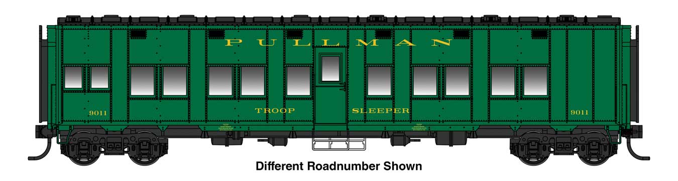 [PREORDER] WalthersProto 920-17802 Pullman-Standard Troop Sleeper Car (Lighted), Pullman Troop Sleeper #9255
