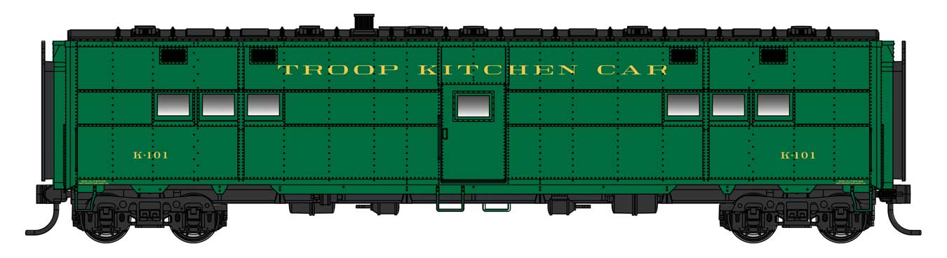 [PREORDER] WalthersProto 920-17901 ACF-Built Troop Kitchen Car (Lighted), Troop Kitchen #K101