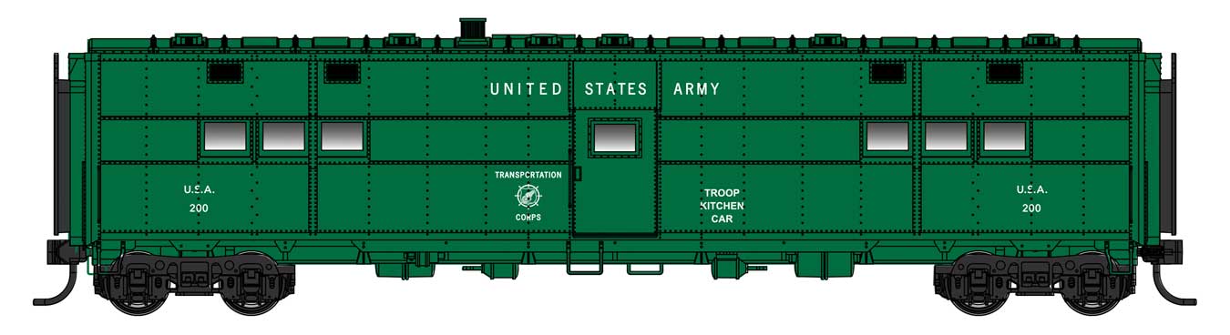 [PREORDER] WalthersProto 920-17902 ACF-Built Troop Kitchen Car (Lighted), US Army Kitchen #200