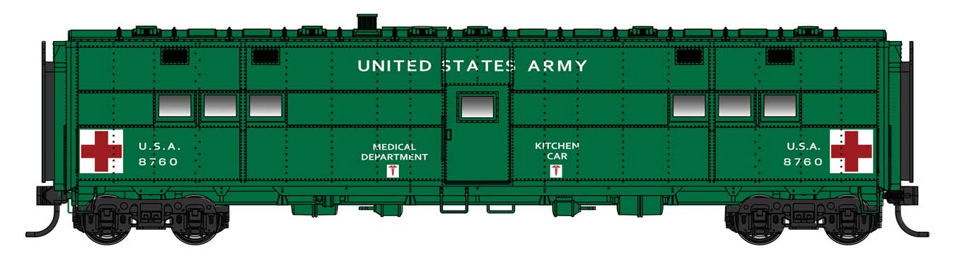 [PREORDER] WalthersProto 920-17903 ACF-Built Troop Kitchen Car (Lighted), US Army Medical Kitchen #8760